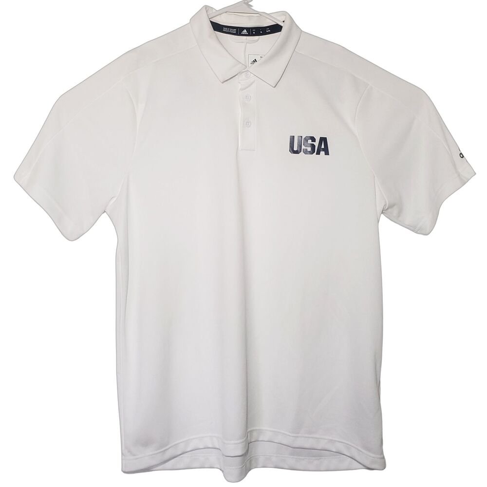 Team USA Adidas Polo Shirt Mens XL White Moisture Wicking